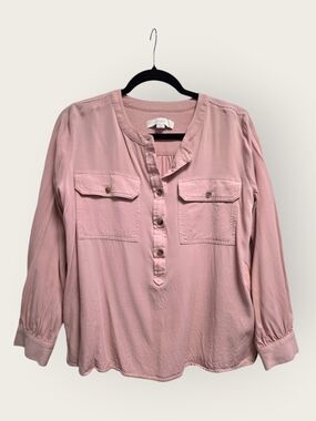 LOFT Blush Pink Button-Front Utility Blouse